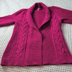 L.L. Bean Magenta Open-Front Cardigan